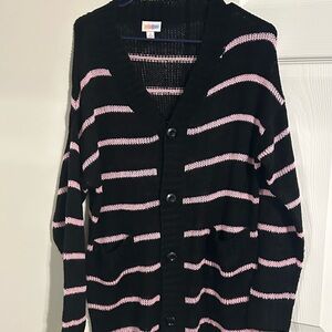 Lularoe Lucille sweater black and pink stripes!!! Very cozy. NWOT. Sm. $45